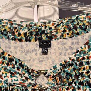 Rafaella Teal and Brown Abstract Top